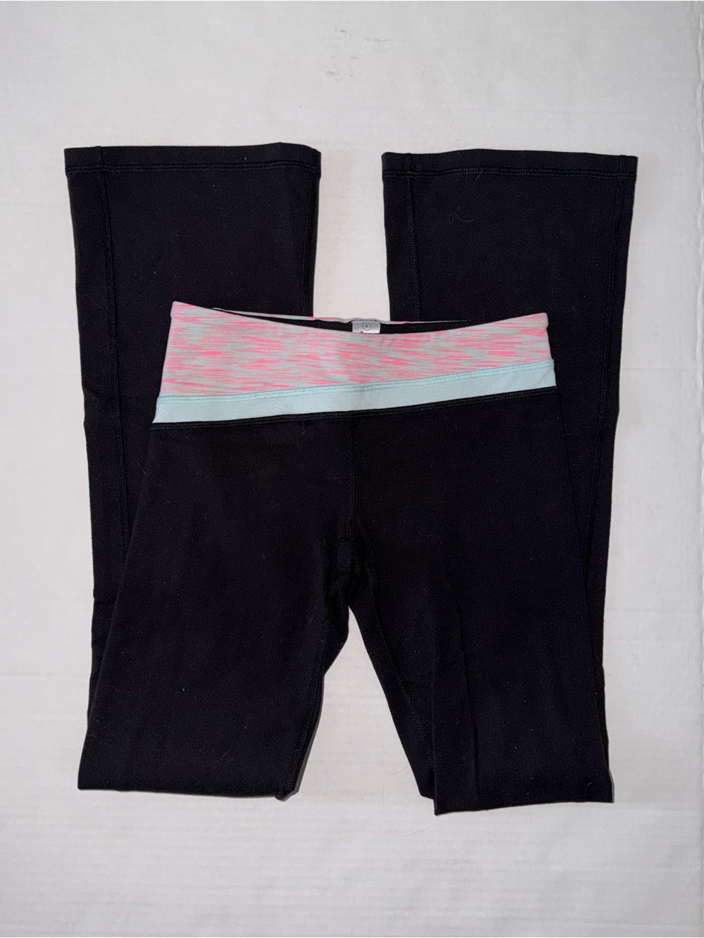 Ivivva Black Leggings with Pink & Light Blue Waistband
